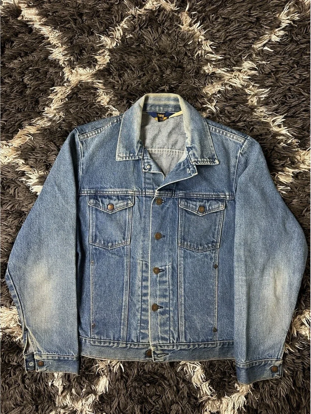 Vintage 80s Wrangler USA Denim Jacket Mens Size Medium 74571PW 13oz Trucker